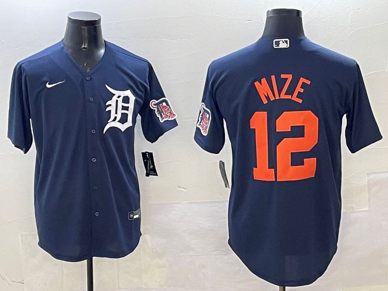 Men Detroit Tigers #12 Mize Drak Blue Game 2025 Nike MLB Jersey style 3174->detroit tigers->MLB Jersey